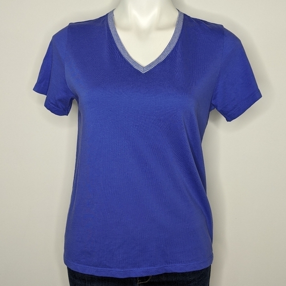 Bombas blue 100% pima cotton v neck short sleeve shirt S - Picture 1 of 7